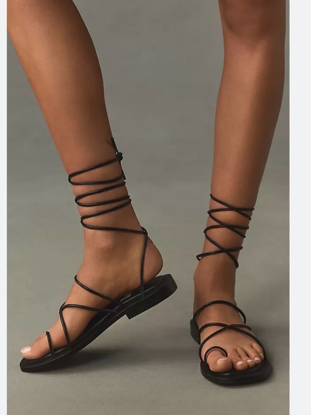 Seychelles Black Lace-Up Gladiator Flat Sandals